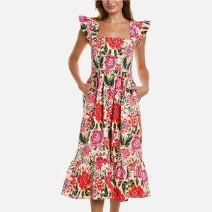 NWOT Leota poplin midi dress in floral print.